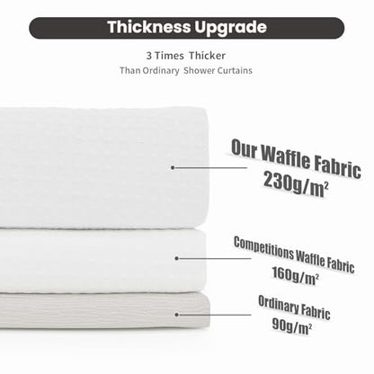 Inhousolu No Hook Shower Curtain with Removable Snap-in Liner, Waffle Weave 230 GSM Polyester, Weighted Hem, Water Repellent Washable, 60 x 72 Inch, White - color: White, size: 60"W x 72"L (Pack of 1)