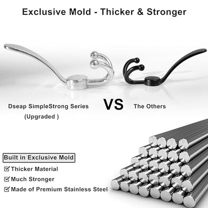 Over Door Hook 2.0 - Upgraded Version - Simple-Assembly, Strong, Heavy-Duty Stainless Steel 5-Tri-Hook Over The Door Hanger Rack, SimpleStrong Series, Chromed, Pack of 2 - color: Chromed