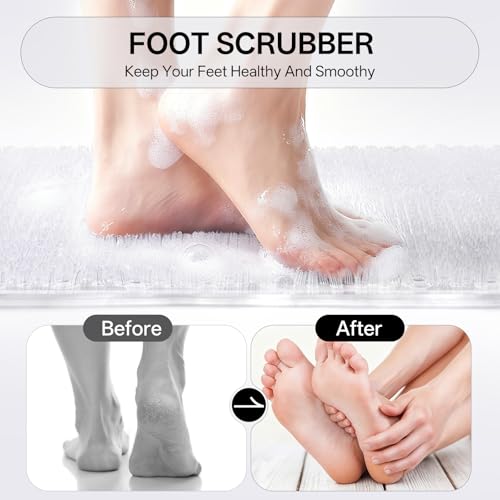 Shower Foot Scrubber Mat, Non Slip Shower Mat Transparent 16"x27" | Silicone Exfoliating With Suction Cups And Drain Holes, Quick Drying Soft Bathtub Mat, Machine Washable Drainage Bathroom Mat - color: Transparent