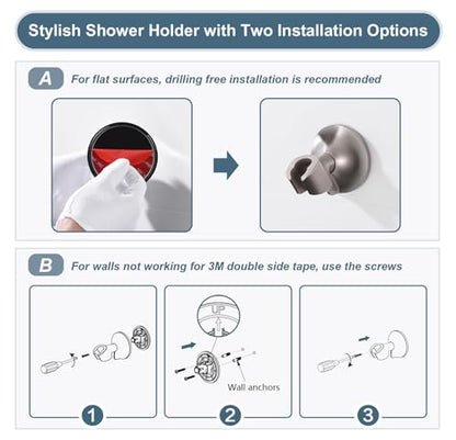 BRIGHT SHOWERS High Pressure Rain Shower Head Combo with Double Extension Arm, 8 Inch Rainfall Shower Head with Handheld Spray, Height Adjustable Dual Square Showerhead Set, Brushed Nickel - color: Brushed Nickel, style: Dual Shower Head with Extension Ar