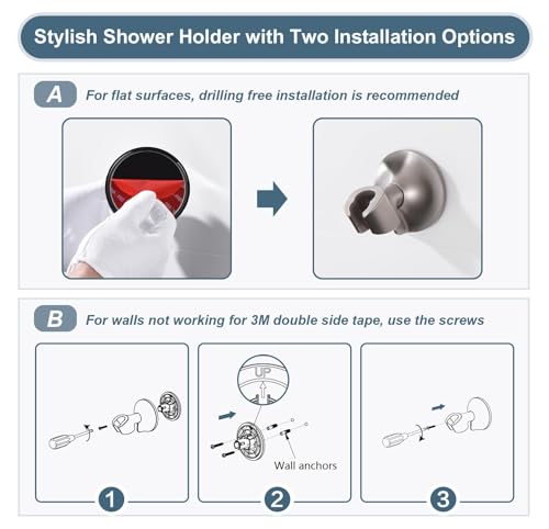 BRIGHT SHOWERS High Pressure Rain Shower Head Combo with Double Extension Arm, 8 Inch Rainfall Shower Head with Handheld Spray, Height Adjustable Dual Square Showerhead Set, Brushed Nickel - color: Brushed Nickel, style: Dual Shower Head with Extension Ar