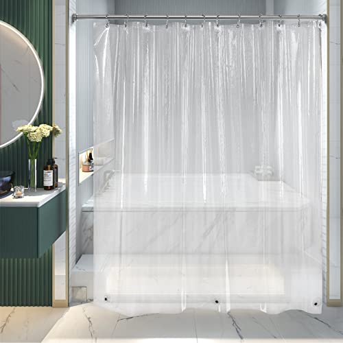 AmazerBath Clear Shower Curtain Liner, 72x78 Long Plastic Shower Curtain Liner, Waterproof PEVA Shower Liner, Cute Lightweight Shower Curtains for Bathroom with 3 Magnets and 12 Rustproof Grommets - color: Clear, size: 72"W x 78"L (Pack of 1)