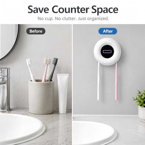 Upgraded Toothbrush Holder, UV & Heated Drying Wall Mounted Toothbrush Cleaner, Aesthetic Tooth Brush Holder for Bathroom Fits Most Toothbrushes, Auto-Cycle Electric Organizer, for Family - size: TBH-Toothbrush Holder