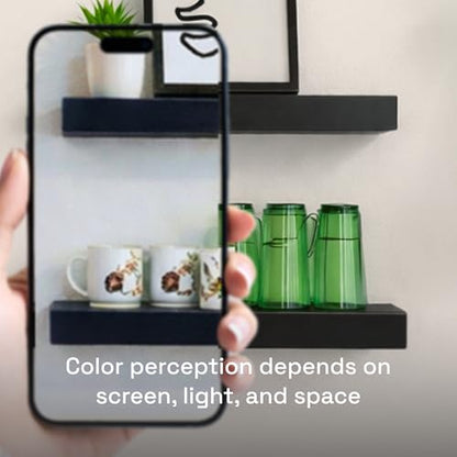 Solid Wood Floating Shelves for Wall 20 Inch Black, Wooden Bathroom Shelf | Real Wood, Heavy-Duty, Wall Mounted, Bedroom Kitchen Living Room, Rustic, Black Finish, 20W x 6.7D, Set of 2 - color: Black, size: 20 Inch