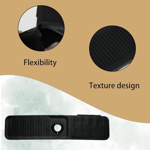 24 Inch Black Durable Faucet Mat, Silicone Kitchen Sink Splash Guard Behind Faucet, Draining Mat for Kitchen/Bathroom/Farmhouse/RV (60 * 15 * 1.8cm) - color: Black