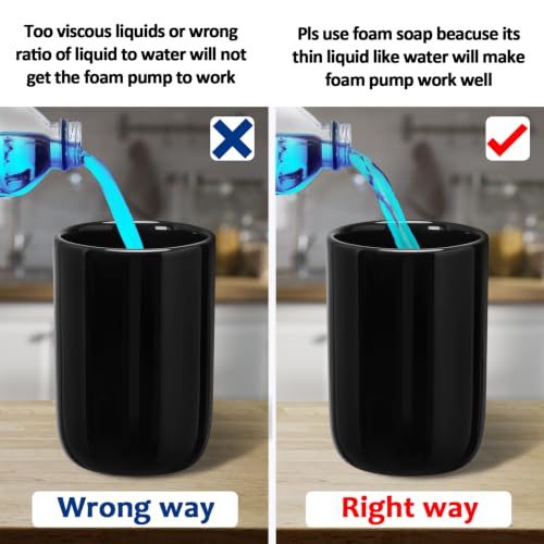 Soap Foaming Dispenser Ceramic with Easy-to-Press Pump Hand Foam Dispenser for Shampoo Bathroom Countertop 13.5 oz - color: Foam-shinyblack