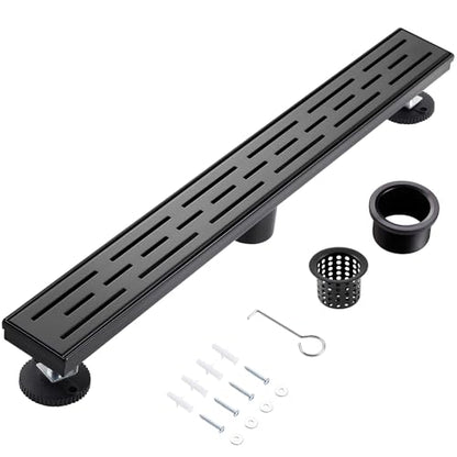 Linear Shower Drain, 48" Matte Black, Easy to Install & Clean | Including Hair Catcher & Removable Grate, Fits No-hub System, 304 Stainless Steel(Drain Base Not Included) - color: Matte Black, size: 48 inch