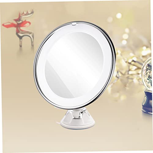 Baluue Magnifying Led Makeup Mirror with Suction Cup Portable Round Vanity Mirror for Home and Travel for Precision Cosmetic Application White - size: 20.00X20.00X19.80CM