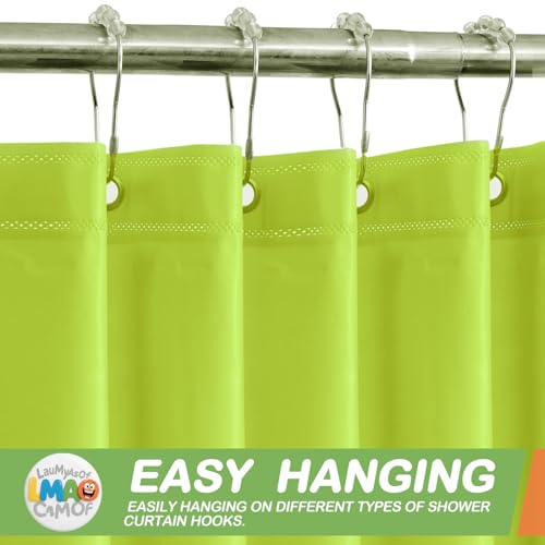 2 Pack | Light Green Plastic Shower Curtain Or Liner, 72x72 Inch Lightweight Plastic Bathroom Shower Showroom Inner Curtain with Rustproof Metal Grommet Holes and Weighted Magnets - color: Green