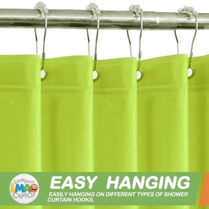 2 Pack | Light Green Plastic Shower Curtain Or Liner, 72x72 Inch Lightweight Plastic Bathroom Shower Showroom Inner Curtain with Rustproof Metal Grommet Holes and Weighted Magnets - color: Green
