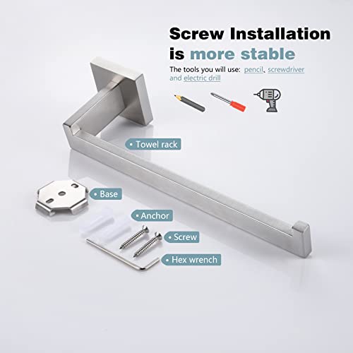 KOKOSIRI Hand Towel Holder Brushed Nickel Towel Bars Stainless Steel Bathroom Hardware Kitchen Paper Towel Holder Wall Mount, B3003BR - color: Brushed Nickel
