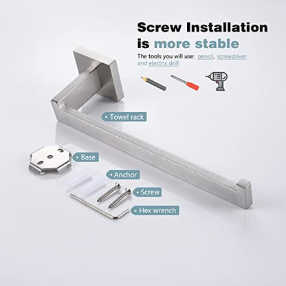 KOKOSIRI Hand Towel Holder Brushed Nickel Towel Bars Stainless Steel Bathroom Hardware Kitchen Paper Towel Holder Wall Mount, B3003BR - color: Brushed Nickel
