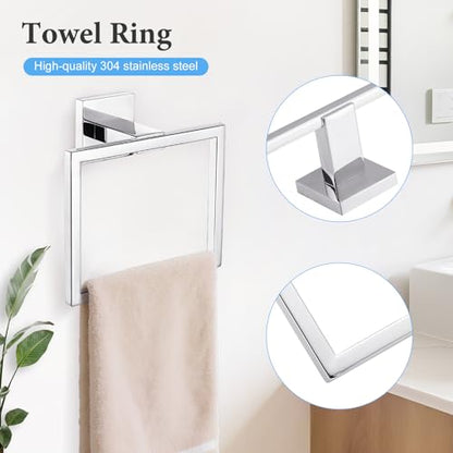 TURS 4-Piece Bathroom Hardware Set Chrome Towel Bar Set 23.6inch Bath Towel Holder Sets SUS 304 Stainless Steel Wall Mounted Towel Rack Sets for Bathroom. - color: Chrome, size: Set D