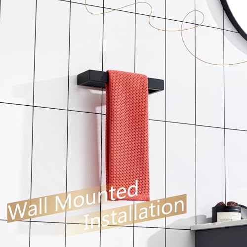 KOKOSIRI Towel Ring Matte Black Hand Towel Bar Holder 9-Inch Kitchen Rack Stainless Steel for Bathroom Hardware Wall Mounted, 1 Pack B4008BK-L9 - color: Matte Black, size: 1 Pack