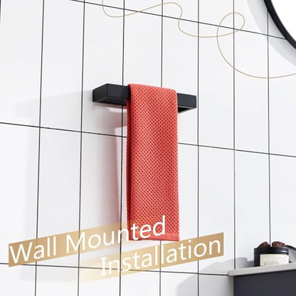 KOKOSIRI Towel Ring Matte Black Hand Towel Bar Holder 9-Inch Kitchen Rack Stainless Steel for Bathroom Hardware Wall Mounted, 1 Pack B4008BK-L9 - color: Matte Black, size: 1 Pack