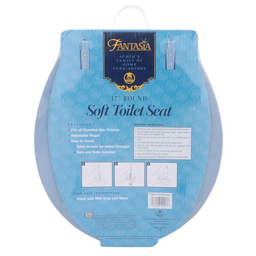 PowerSellerUSA Vinyl Round Soft Toilet Seat, Adjustable Hinges Toilet Seats with Non Slip Grip Tight Bumpers, Standard Heavy Duty Plastic Bathroom Toilet Seat Close Lid Set, Aqua - color: Aqua - Vinyl, size: 17" Standard