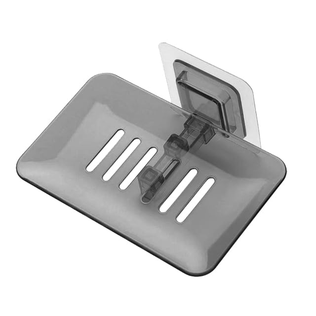 Wall Mounted Hollow Design, Waterproof Soap Stand Holder with Adhesive Sticker No-Drilling Soap Holder Ideal for Kitchen, Bathroom (Black, 13.5x8.7cm) - color: Black