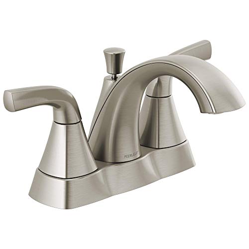 Peerless Parkwood Centerset Bathroom Faucet, Brushed Nickel Bathroom Sink Faucet, 2 Handle Bathroom Faucet, Pop-Up Drain Assembly, Brushed Nickel P2535LF-BN - color: Brushed Nickel