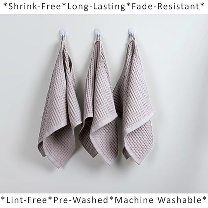 PÜSKÜL Natural 100% Turkish Cotton Waffle Hand and Kitchen Towels Set of 3 | Light Gray, Large 32x16 inc, Honeycomb-Waffle weave towel for bathroom & kitchen. Premium quality oeko-tex made in Turkey. - color: Gray, size: Kitchen & Hand Towels Pack of 3