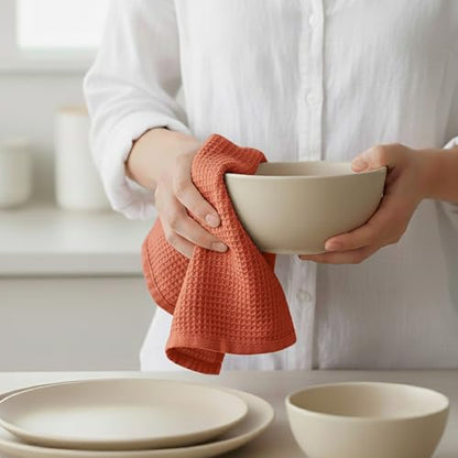 Rust Waffle Weave Kitchen Towel, 100% Cotton - 15x25 Inches with Hanging Loop, Ultra Soft Absorbent Quick Drying Dish Cloth, Tea and Hand Towels, 4 Pack - Spring Easter Summer - Rust - color: Rust, size: 15 x 25 - 4 Pack