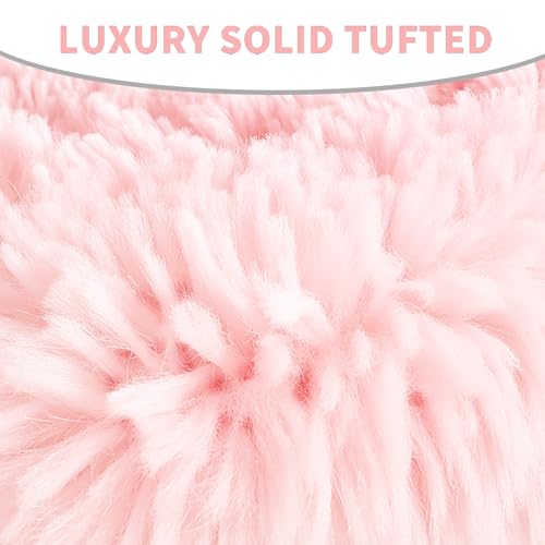Soft Microfiber Toilet Lid Cover 17.5" x 15" Machine Washable | Solid Toilet Seat Cover Adjustable Rubber Backing Fits Most 16 -17.5" L x 14-16" W Round Oblong and Elongated Toilet Seat - color: Light Pink