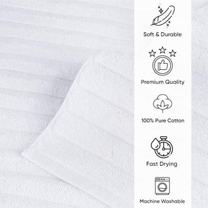 CTT - 2 Piece Bathroom Rugs Set, 100% Cotton Bath Mats, Comfy & Highly Absorbent Bathroom Floor Mats, Machine Washable | 20"x32" (White) - color: White