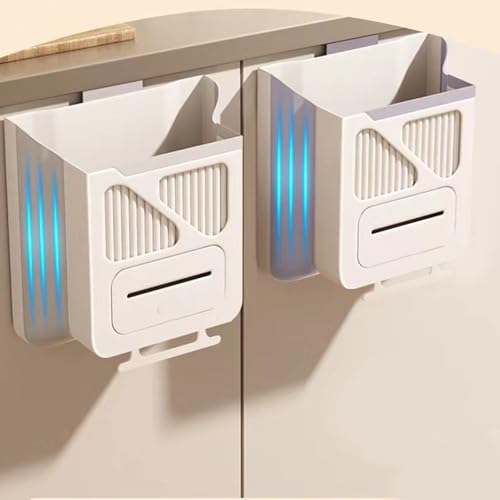 Foldable Wall Mounted Trash Bin Hanging Kitchen Bathroom Garbage Bin Space Saving Large Capacity Waste Can Modern Design Hanging Kitchen Garbage - color: Light Grey, size: G