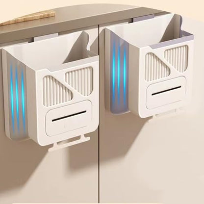 Foldable Wall Mounted Trash Bin Hanging Kitchen Bathroom Garbage Bin Space Saving Large Capacity Waste Can Modern Design Hanging Kitchen Garbage - color: Light Grey, size: G
