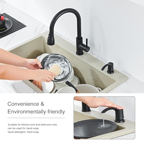 Kitchen Sink Soap Dispenser - Matte Black, G080B-G | Sink Soap Dispenser Pump with 40" Silicone Soap Dispenser Extension Soap Tube, Say Goodbye to Frequent Refills - color: Matte Black, size: with Hose