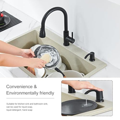 Kitchen Sink Soap Dispenser - Matte Black, G080B-G | Sink Soap Dispenser Pump with 40" Silicone Soap Dispenser Extension Soap Tube, Say Goodbye to Frequent Refills - color: Matte Black, size: with Hose