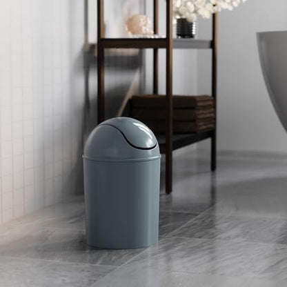 Umbra 1.25 Gallon Mini Waste Can with Removable Swing-Top Lid - Small Garbage Bin for Kitchen, Bathroom, Bedroom, Office - Compact Trash Can Fit Under Tables & Counters - Slate Blue - color: Slate Blue