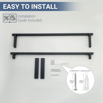SAYAYO Double Towel Bar for Bathroom, 24 Inch Matte Black Bath Towel Rack Towel Holder Wall Mounted, SUS304 Stainless Steel - color: Matte Black, size: 24 Inch