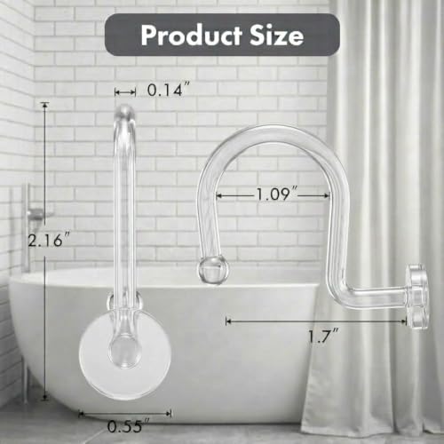 Bathway Plastic Shower Curtain Hooks, 12 Pcs, Clear, Decorative Hooks | Waterproof, Rust-Proof, Sturdy, Wear-Resistant, Drop-Proof, Multifunctional, Easy to Install, Classic and Attractive - color: Clear