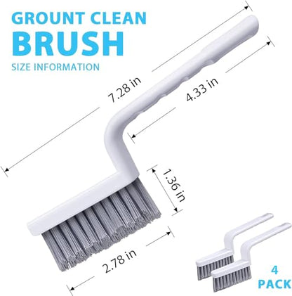 Lumkew Grout Brush Cleaning, 4 Pcs Grout Cleaner Scrubber for Tile Floors | Hard Bristle, Bathroom Cleaning Brushes, For Scrub Shower Tile Grout