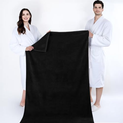 Cotton Paradise 100% Cotton Turkish Towel Set, Soft Absorbent Quick Dry, 2 Piece 35x70 Bath Sheet Set, Coal Black - color: Coal Black, size: 35"x70"