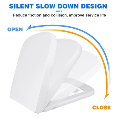Soft-Close Toilet Seat with Quick-Release Function Square 360degrees Simple Top Fixing with Adjustable Hinge for Modern Bathroom