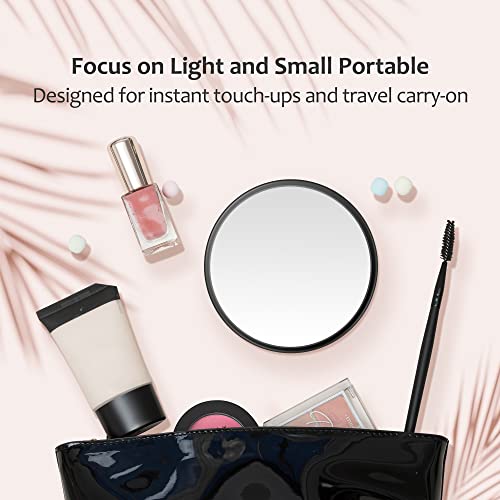 MIYADIVA 20X Magnifying Mirror, Small Travel Mirror with Suction Cup and Tweezers, 3.5 Inches - color: Black-20x
