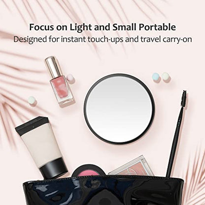 MIYADIVA 20X Magnifying Mirror, Small Travel Mirror with Suction Cup and Tweezers, 3.5 Inches - color: Black-20x