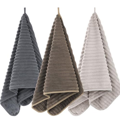 3-Piece Hand Bath Towels 14 X 29.6 Inchs, Quick-Dry Microfiber Washcloths with Hanging Loop, Soft & Absorbent Face Towels for Bathroom Kitchen Gym Travel - color: 1darkgrey-1lightgrey-1coffee