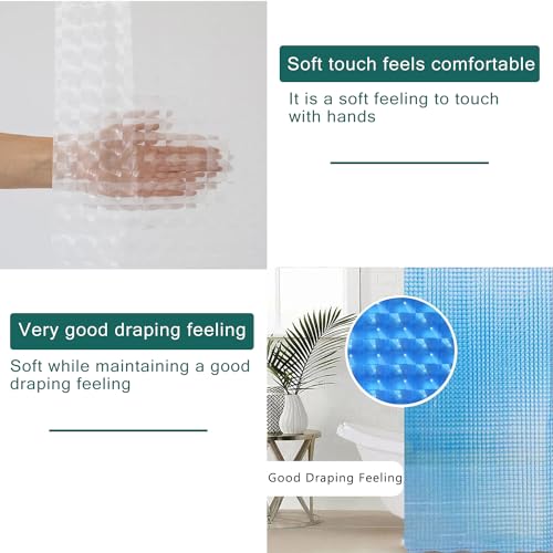 Blue Shower Curtain Liner, 100% Waterproof EVA 3D Shower Curtains with 3 Duty Heavy Bottom Magnets and 12 Rust Proof Grommets, 72x72 Weighted Shower Liner for Shower Stall, Bathtubs - color: Blue Square