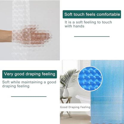 Blue Shower Curtain Liner, 100% Waterproof EVA 3D Shower Curtains with 3 Duty Heavy Bottom Magnets and 12 Rust Proof Grommets, 72x72 Weighted Shower Liner for Shower Stall, Bathtubs - color: Blue Square