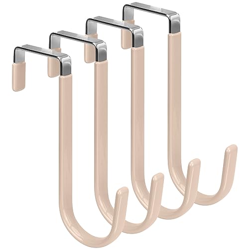 FYY Over the Door Hooks, Single-Hanger 4 Pack, Fits Doors 1 3/8" Nude | Heavy Duty Metal, Hold 20lbs, Rubber-Coated, No-Drilling, for Bathroom Dorm, Hanging Towels Clothes Hats Bags Coats Wreaths - color: A Nude, size: Short, style: 4 Pack