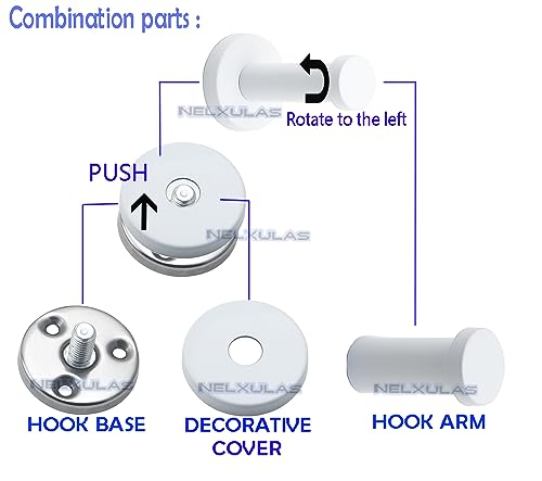 Classic White Stainless Steel Single Super Heavy Duty Wall Mount Hook, Coat Hanger, Bath Towel Hooks (4", 4 PCS) - size: 4" , 4 PCS