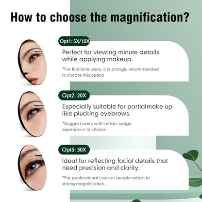 20X Magnifying Mirror With 3 Suction Cups, Large 6-Inch Round Makeup Mirror for Travel, High Magnification With Tweezers Set - color: 20x -Black