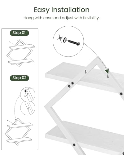 CHOEZON Floating Shelves, Set of 2 Wall Shelves, 2-Tier Hanging Shelves, Wall Shelf Set of 2, for Living Room, Bedroom, Kitchen, Office, Study, White TBJ01P2WB - color: White
