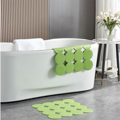 Webos Square Shower Mat Nonslip - Rubber Bathtub Mat with Suction Cups for Inside Shower Bathroom Floor (Green, 21X21) - color: Green