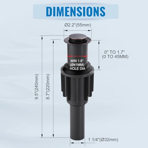 Pop Up Sink Drain Without Overflow, Bathroom Sink Drain Vessel Sink Stopper Pop Up Sink Drain Stopper, Pop Up Drain for Bathroom Sink Drain Strainer for Hair Catcher,Oil Rubbed Bronze - color: Oil Rubbed Bronze, style: Without Overflow