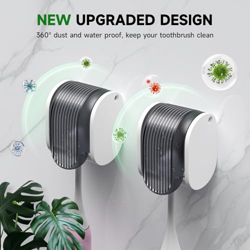 4 Pcs Toothbrush Holders Wall Mounted, Single Slot Design, Shower Self Adhesive Wall Mounted Toothbrush Holder with Cover, Waterproof and Dustproof, Suitable for Bathroom, Family, Travel (Grey) - color: 4pcs-grey