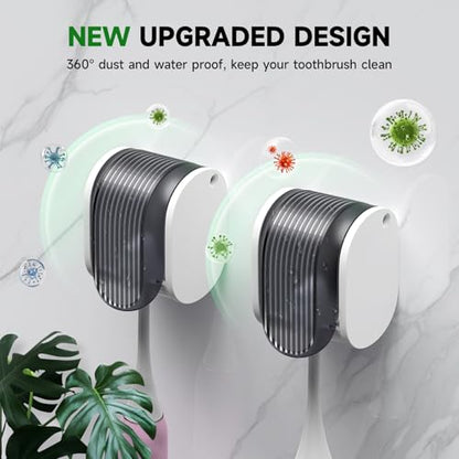 4 Pcs Toothbrush Holders Wall Mounted, Single Slot Design, Shower Self Adhesive Wall Mounted Toothbrush Holder with Cover, Waterproof and Dustproof, Suitable for Bathroom, Family, Travel (Grey) - color: 4pcs-grey