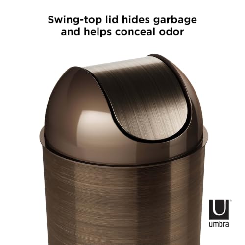 2.5 Gallon Bronze Swing Top Trash Can, Water Rust Dent Resistant